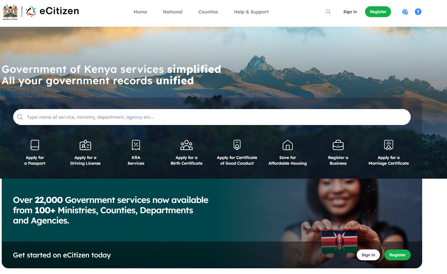 eCitizen Kenya Contacts