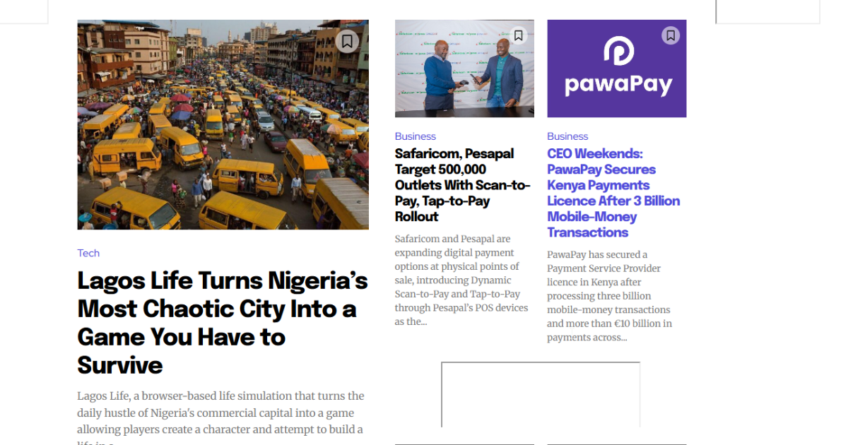 TechMoran Business section and article listings